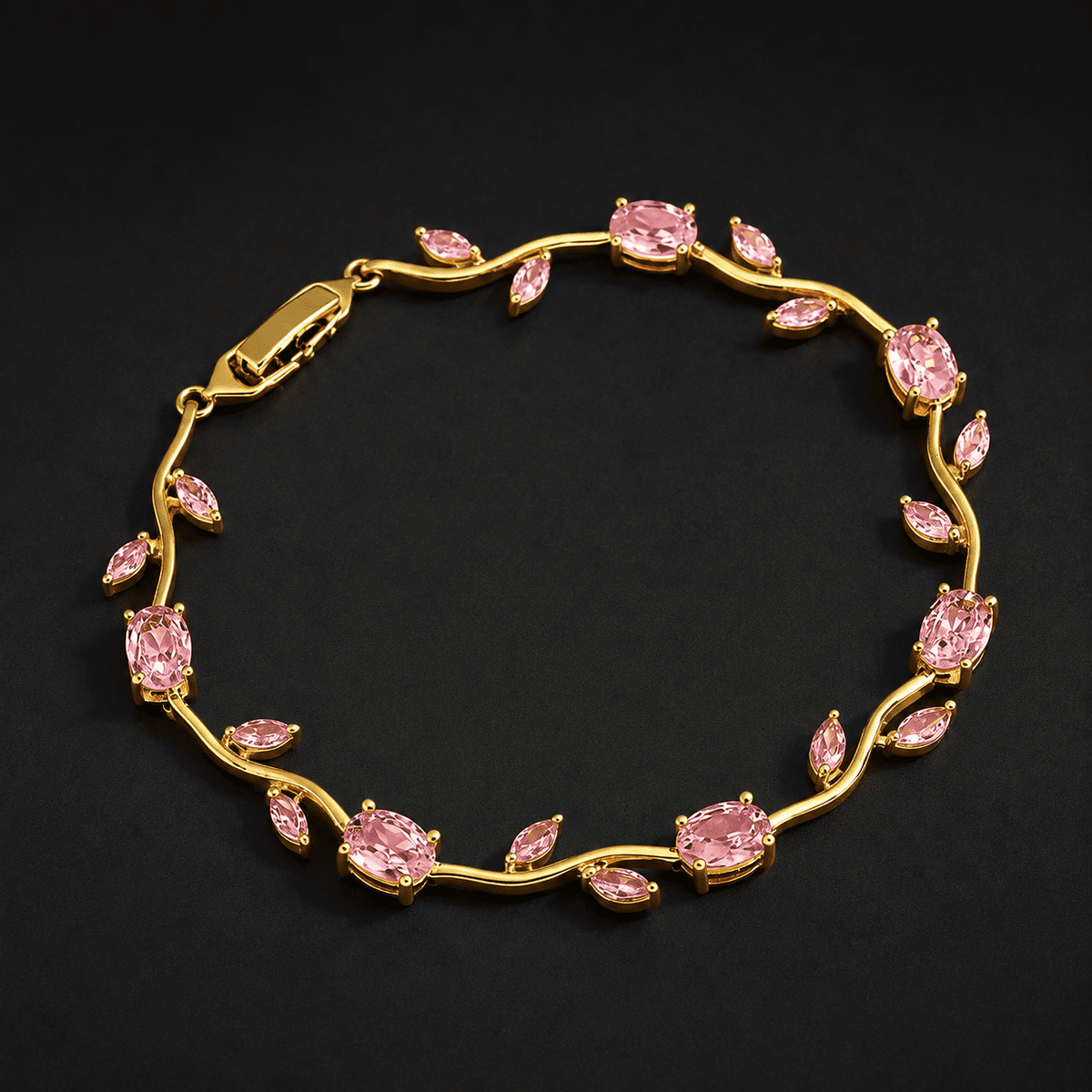 Tulip Crystal Vine Bracelet - Pink