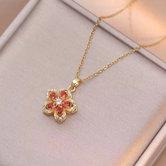 Riivva Blossom Spin Necklace - Red