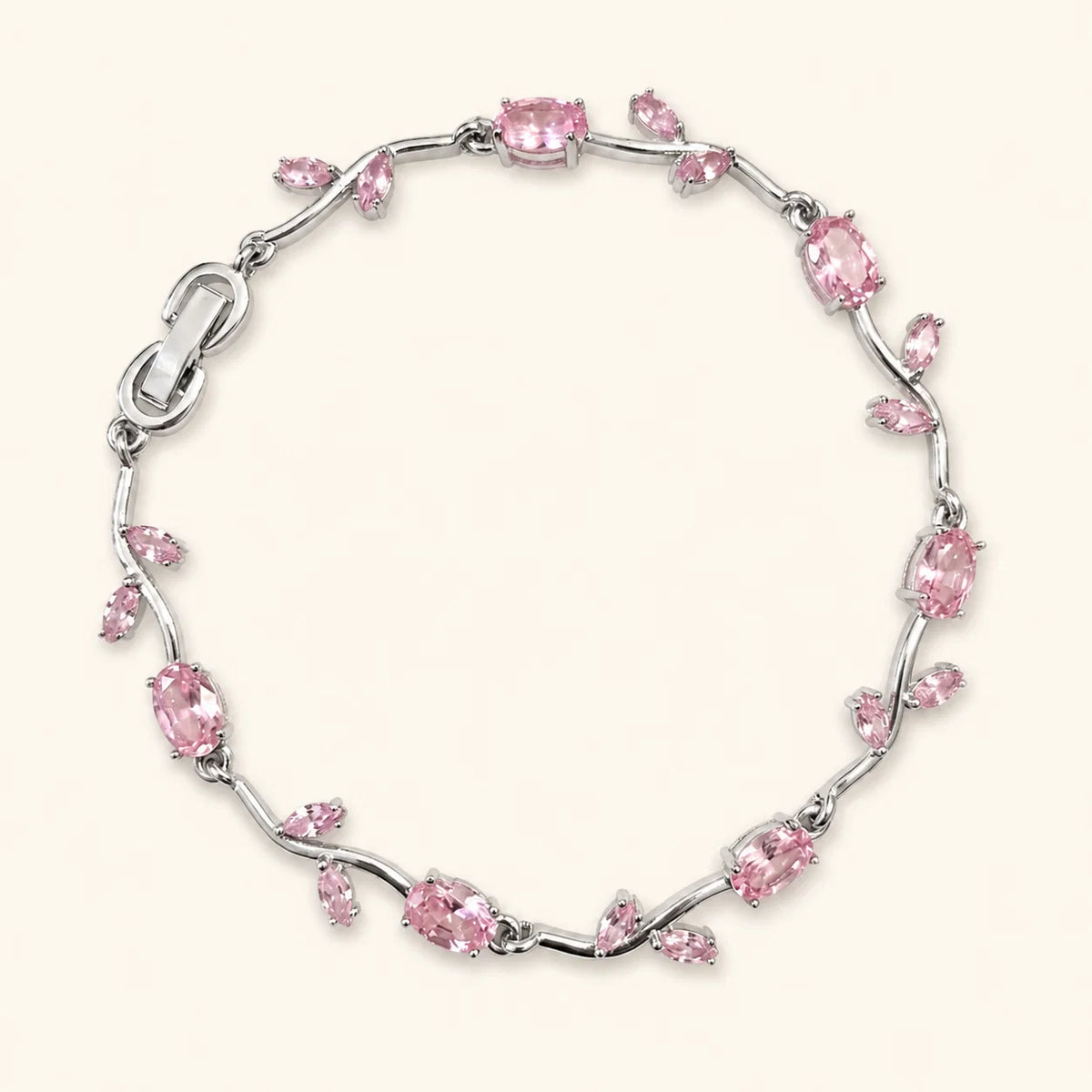 Tulip Crystal Vine Bracelet - Sliver Pink