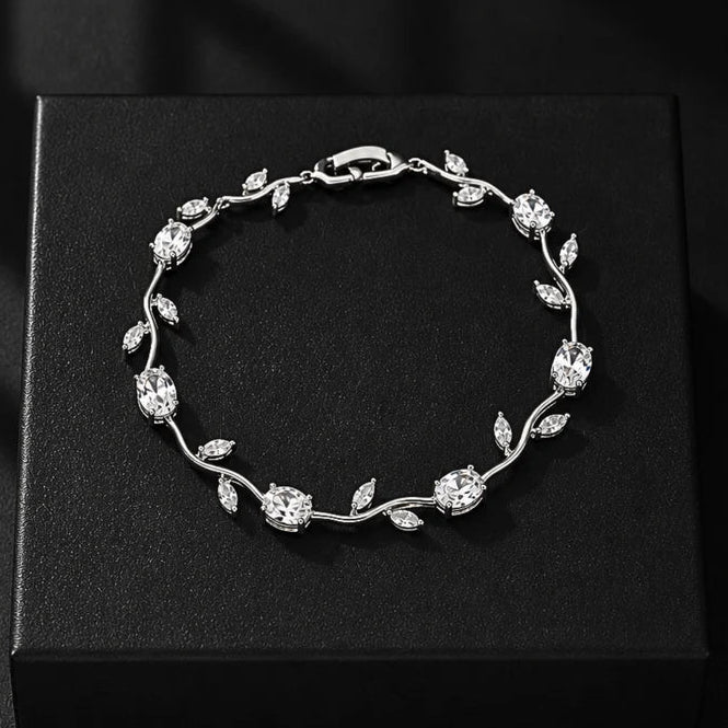 Tulip Crystal Vine Bracelet - Sliver White