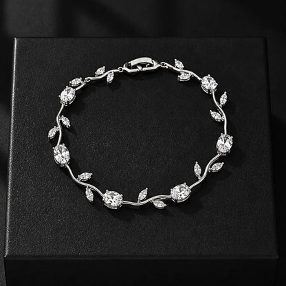 Tulip Crystal Vine Bracelet - Sliver White