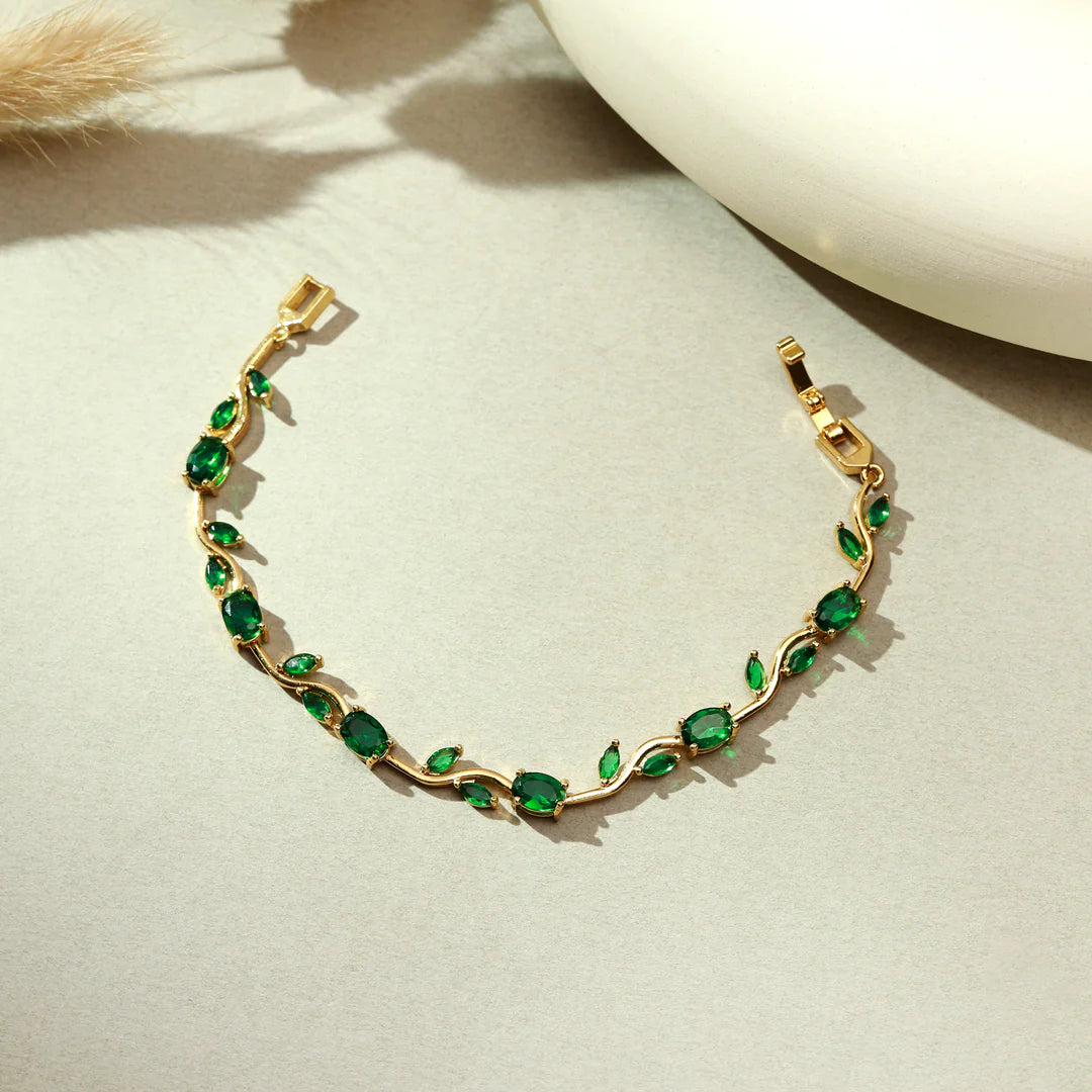 Tulip Crystal Vine Bracelet - Green