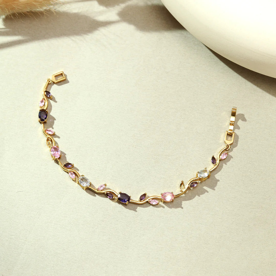 Tulip Crystal Vine Bracelet - Purple