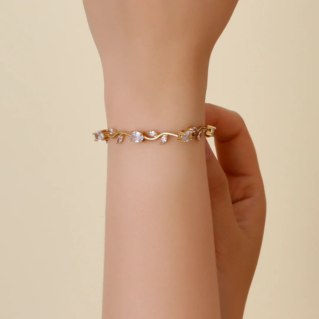Tulip Crystal Vine Bracelet - White