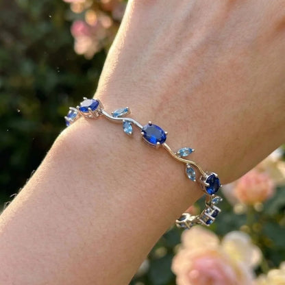 Tulip Crystal Vine Bracelet - (Silver-Blue)