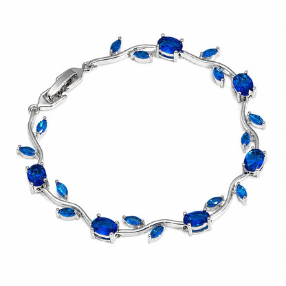 Tulip Crystal Vine Bracelet - (Silver-Blue)