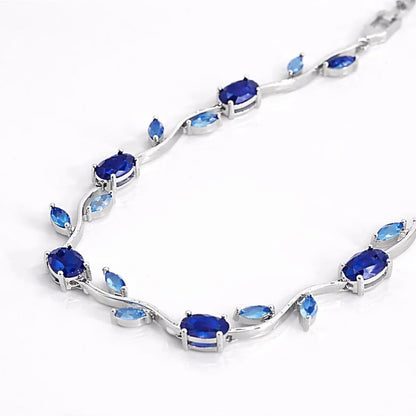 Tulip Crystal Vine Bracelet - (Silver-Blue)