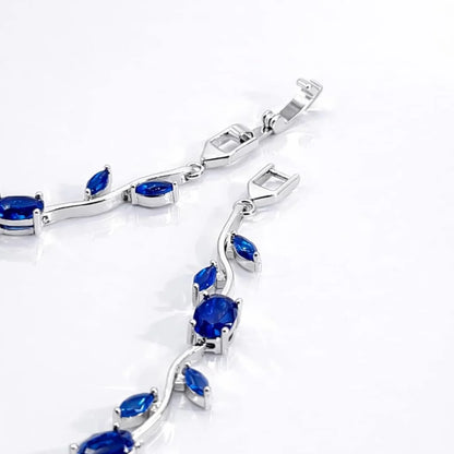 Tulip Crystal Vine Bracelet - (Silver-Blue)