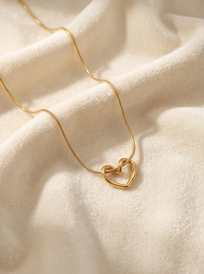 Heart Chain Pendant Necklace Gold Plated, Anti-Tarnish
