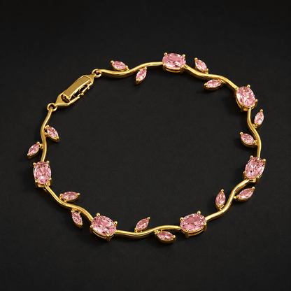 Tulip Crystal Vine Bracelet - Pink