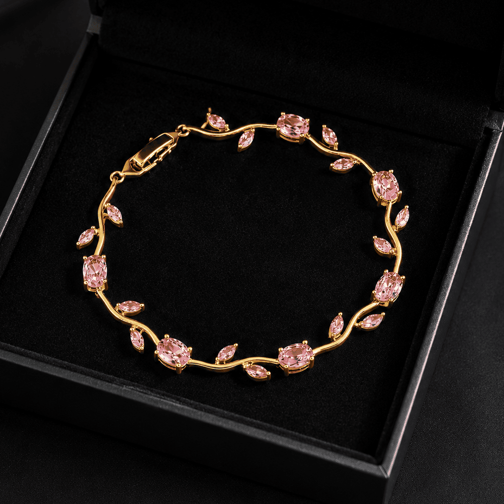 Tulip Crystal Vine Bracelet - Pink