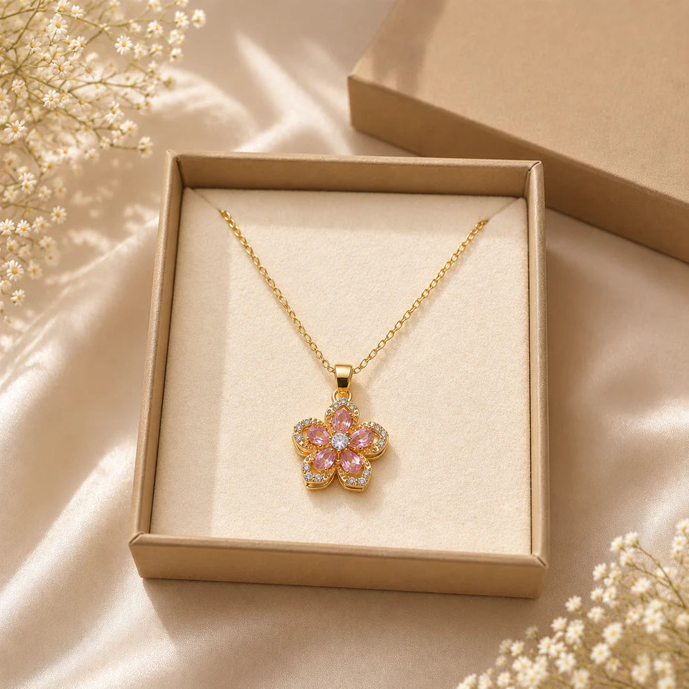 Riivva Blossom Spin Necklace - Red
