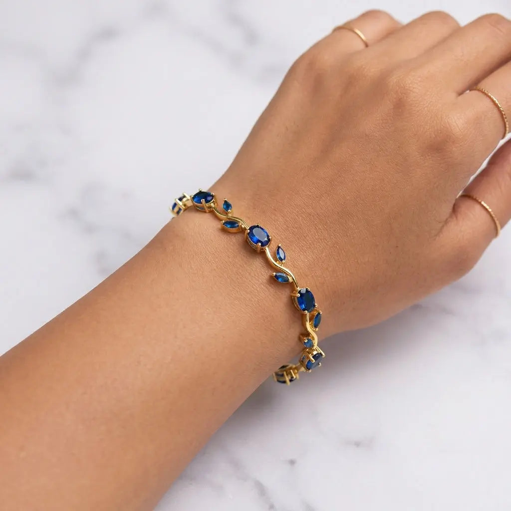 Tulip Crystal Vine Bracelet - Blue