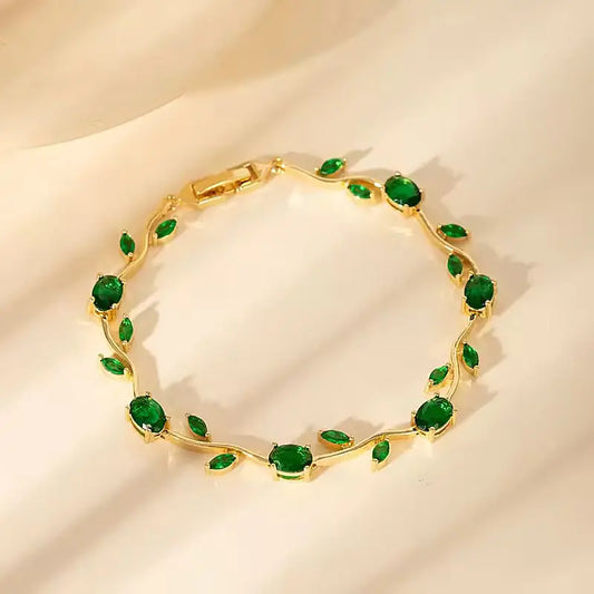 Tulip Crystal Vine Bracelet - Green