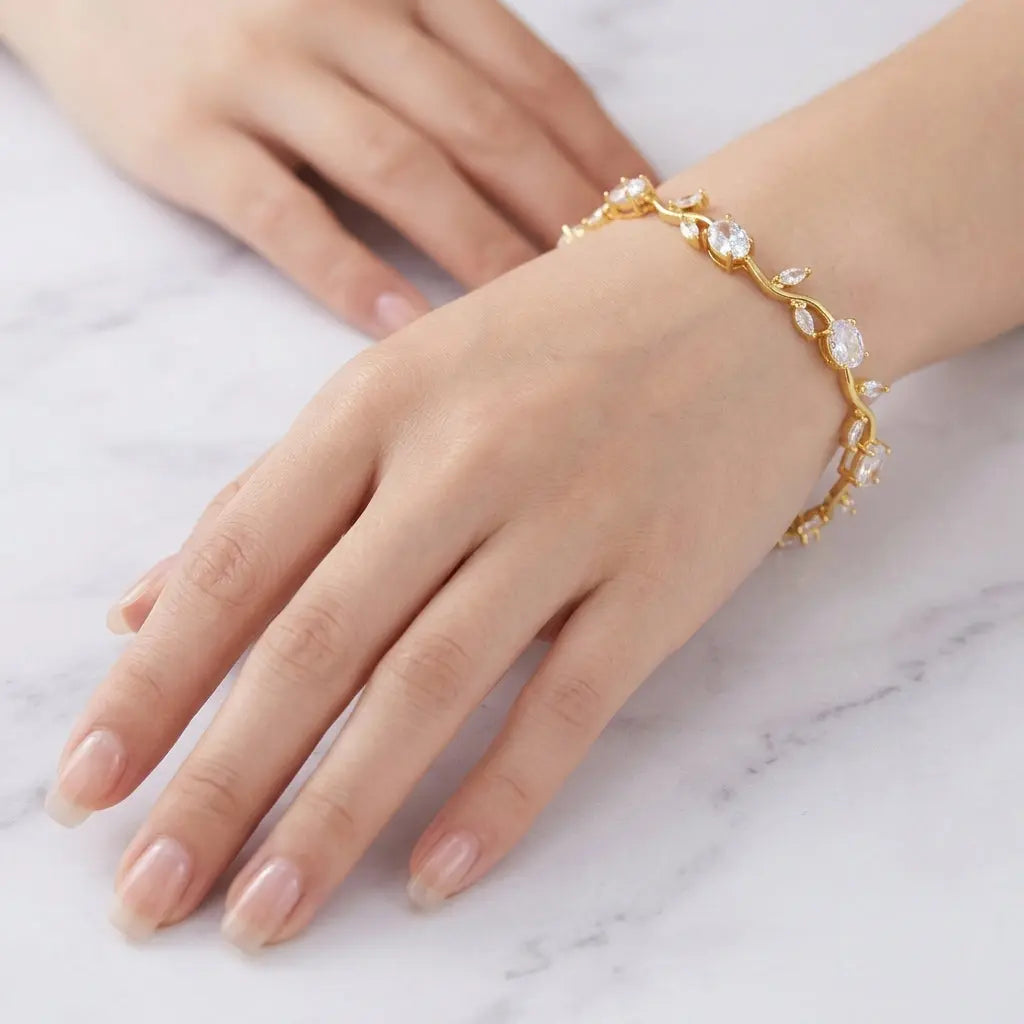 Tulip Crystal Vine Bracelet - White