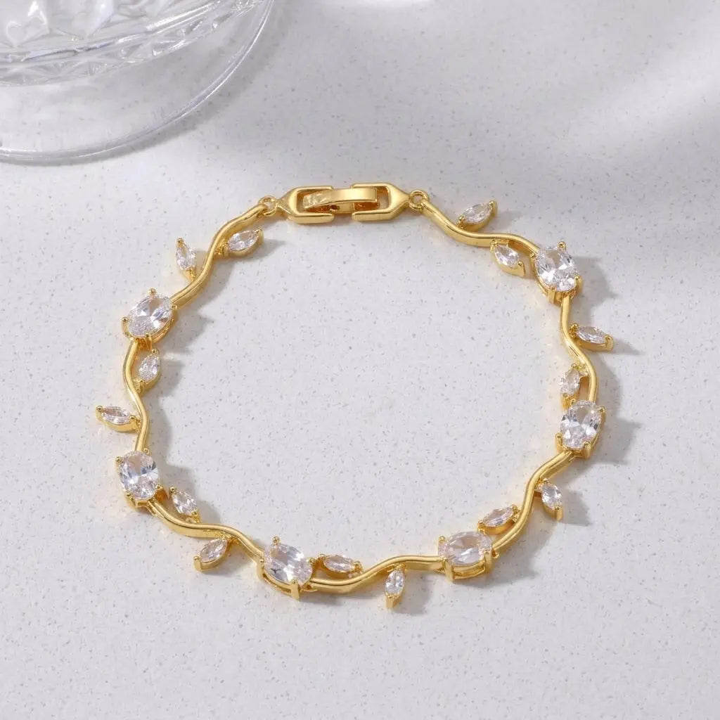 Tulip Crystal Vine Bracelet - White