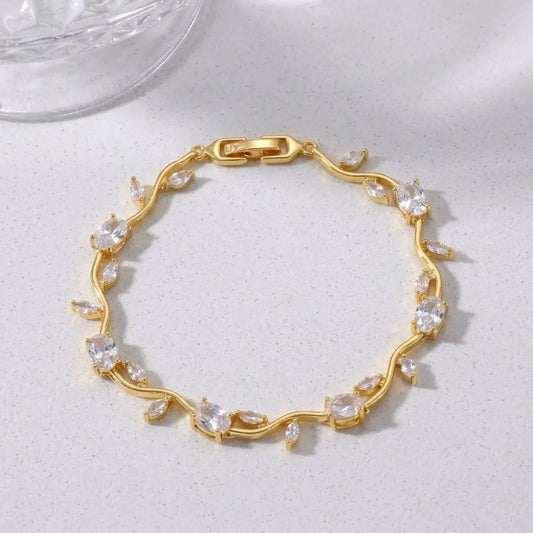 Tulip Crystal Vine Bracelet - White