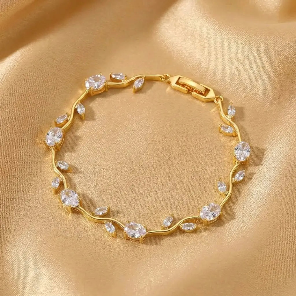 Tulip Crystal Vine Bracelet - White