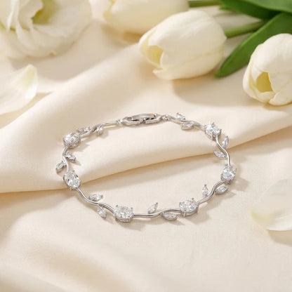 Tulip Crystal Vine Bracelet - Sliver White