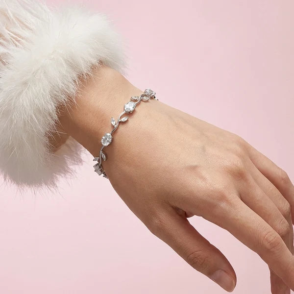 Tulip Crystal Vine Bracelet - Sliver White