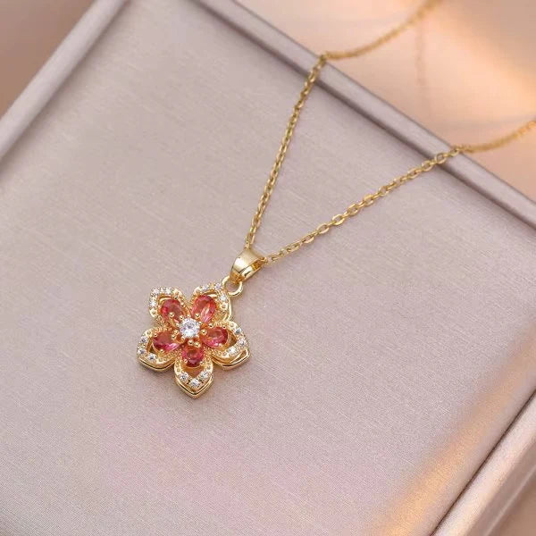 Riivva Blossom Spin Necklace - Red