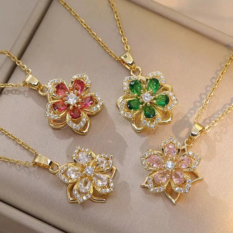 Riivva Blossom Spin Necklace - Red