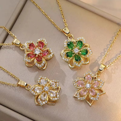 Riivva Blossom Spin Necklace - Red