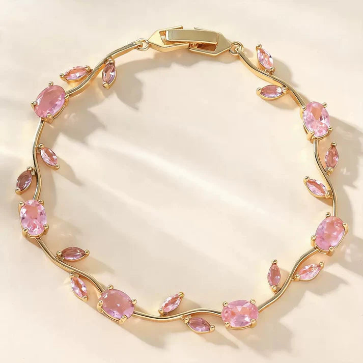 Tulip Crystal Vine Bracelet - Pink