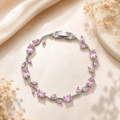 Tulip Crystal Vine Bracelet - Sliver Pink