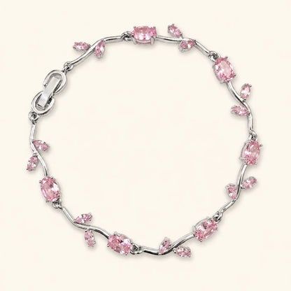 Tulip Crystal Vine Bracelet - Sliver Pink