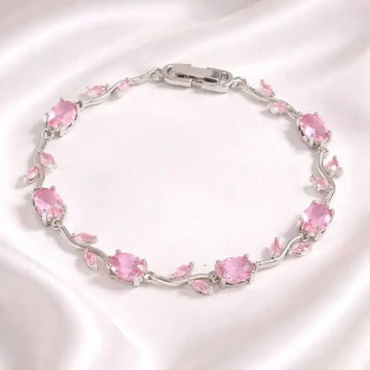 Tulip Crystal Vine Bracelet - Sliver Pink