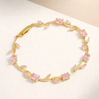 Tulip Crystal Vine Bracelet - Pink