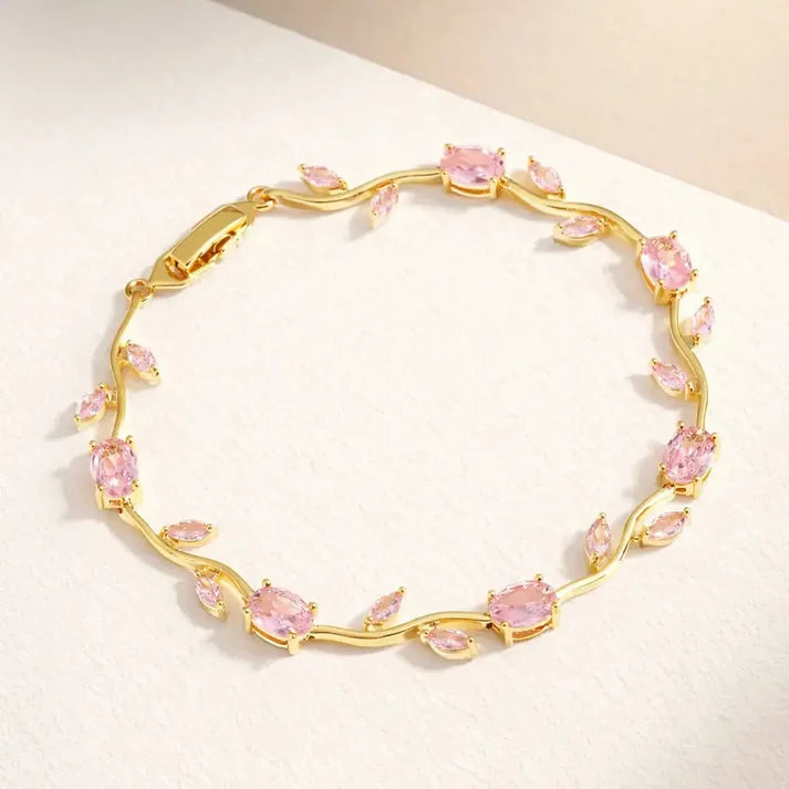 Tulip Crystal Vine Bracelet - Pink
